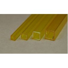 Rab 432-55/3 - Hranol dutý, priehľadný žltý, štvorcový, 4,0 x 4,0 mm, vnútorný rozmer 3,0 x 3,0 mm, jeden kus - dopredaj