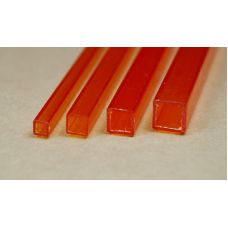 Rab 433-59/3 - Hranol dutý, priehľadný oranžový, štvorcový, 6,0 x 6,0 mm, vnútorný rozmer 5,0 x 5,0 mm, jeden kus - dopredaj