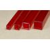 Rab 434-55/3 - Hranol dutý, priehľadný červený, štvorcový, 4,0 x 4,0 mm, vnútorný rozmer 3,0 x 3,0 mm, jeden kus - dopredaj