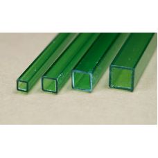 Rab 436-53/3 - Hranol dutý, priehľadný zelený, štvorcový, 3,0 x 3,0 mm, vnútorný rozmer 2,0 x 2,0 mm, jeden kus - dopredaj