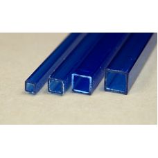 Rab 437-53/3 - Hranol dutý, priehľadný modrý, štvorcový, 3,0 x 3,0 mm, vnútorný rozmer 2,0 x 2,0 mm, jeden kus - dopredaj