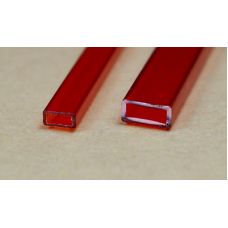 Rab 442-55/3 - Hranol dutý, priehľadný červený, obdlžníkový, 3,0 x 6,0 mm, jeden kus - dopredaj